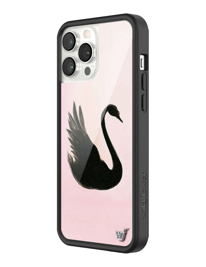 Wildflower iPhone case 13 Pro Max Black Swan Pink Cute