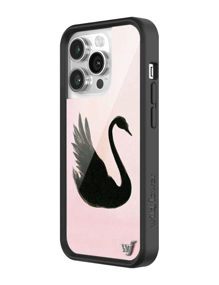 Wildflower iPhone case 14 Pro Black Swan Pink Cute