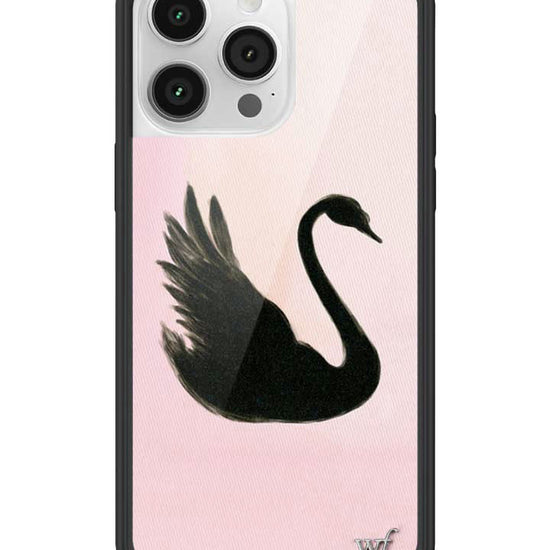Wildflower iPhone case 14 Pro Max Black Swan Pink Cute