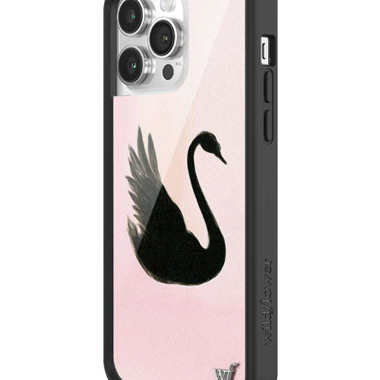 Wildflower iPhone case 14 Pro Max Black Swan Pink Cute