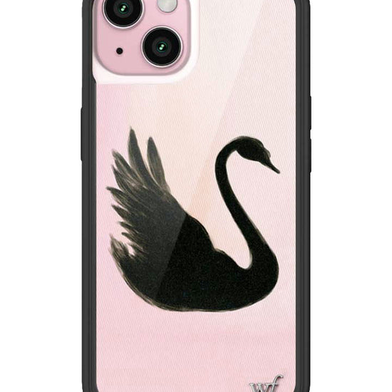 Wildflower iPhone case 15 Black Swan Pink Cute