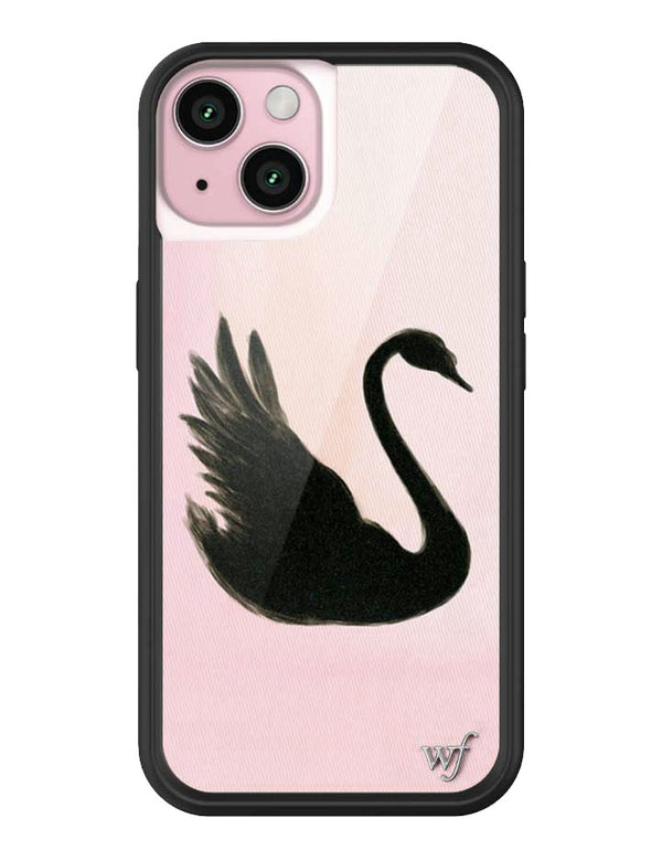 Wildflower iPhone case 15 Black Swan Pink Cute