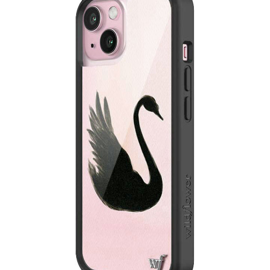 Wildflower iPhone case 15 Black Swan Pink Cute
