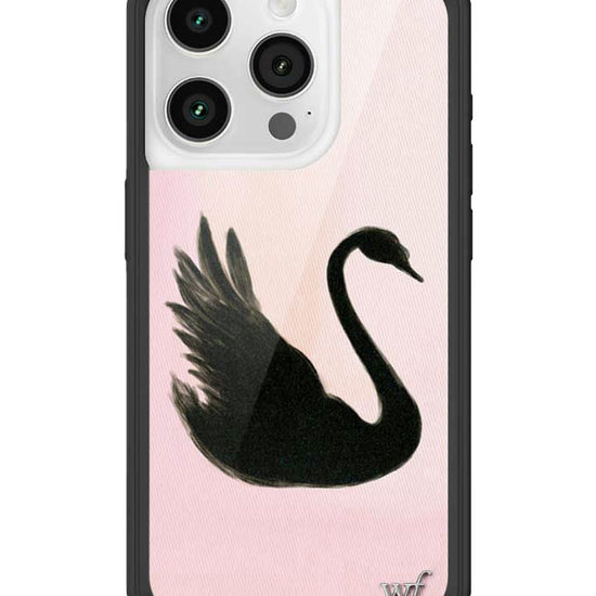 Wildflower iPhone case 15 Pro Black Swan Pink Cute