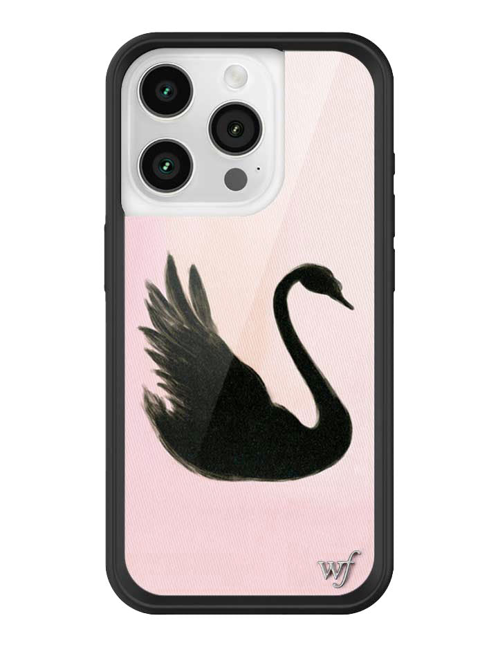 Wildflower iPhone case 15 Pro Black Swan Pink Cute