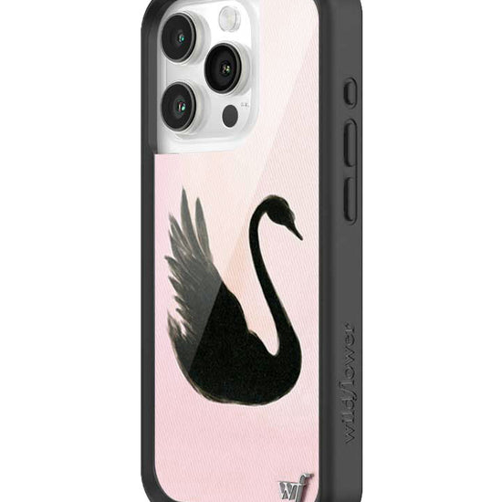 Wildflower iPhone case 15 Pro Black Swan Pink Cute