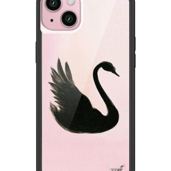 Wildflower iPhone case 15 Plus Black Swan Pink Cute