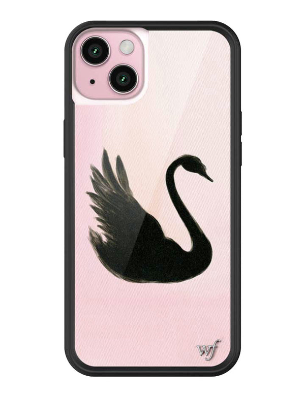 Wildflower iPhone case 15 Plus Black Swan Pink Cute