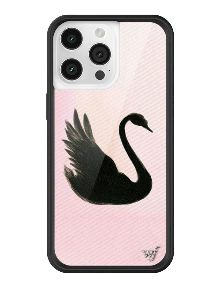 Wildflower iPhone case 15 Pro Max Black Swan Pink Cute