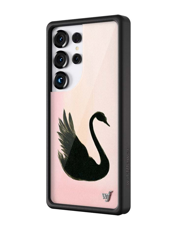 Wildflower Galaxy S25 case Ultra Black Swan Pink Cute