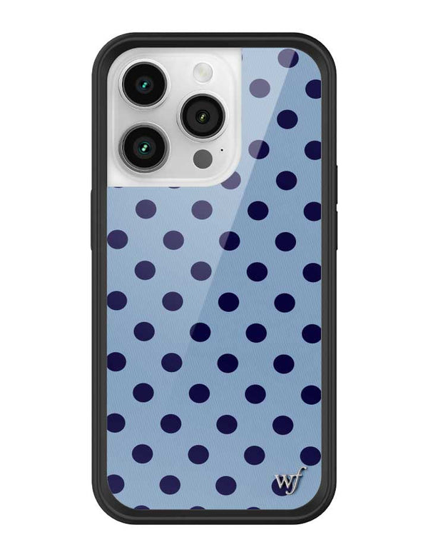 Wildflower iPhone case 14 Pro Polka Dot | Blue and Navy Blue Cute
