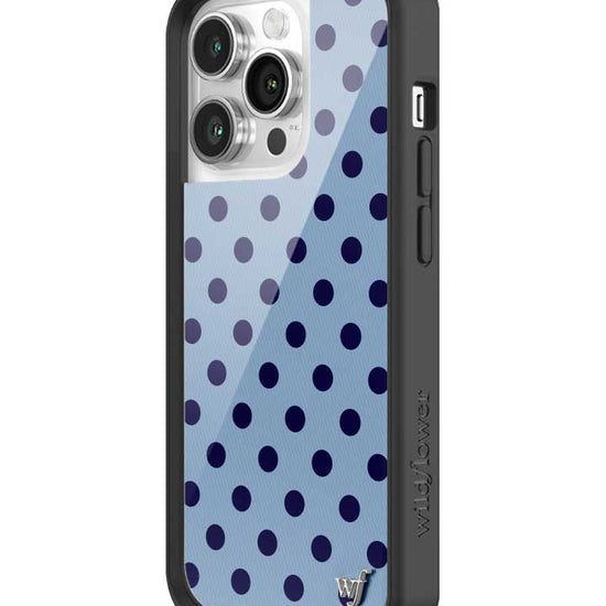 Wildflower iPhone case 14 Pro Polka Dot | Blue and Navy Blue Cute