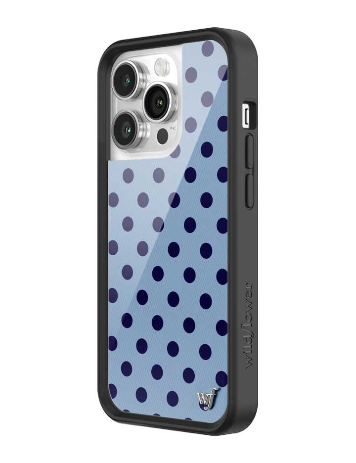 Wildflower iPhone case 14 Pro Polka Dot | Blue and Navy Blue Cute
