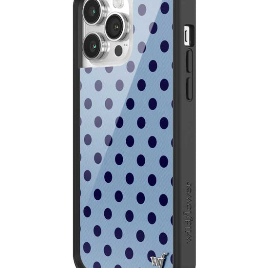 Wildflower iPhone case 14 Pro Max Polka Dot | Blue and Navy Blue Cute