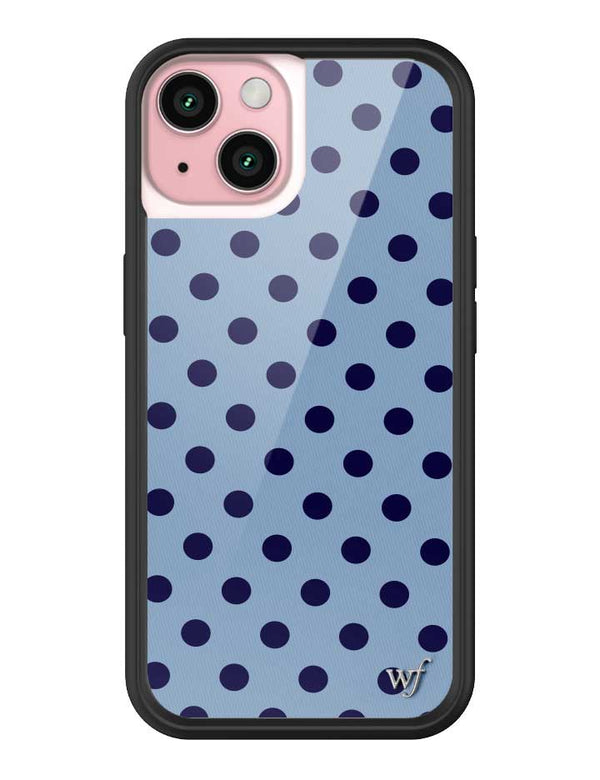 Wildflower iPhone case 15 Polka Dot | Blue and Navy Blue Cute