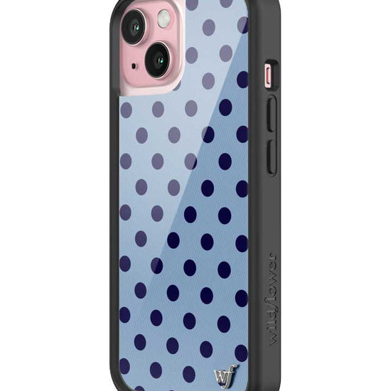 Wildflower iPhone case 15 Polka Dot | Blue and Navy Blue Cute