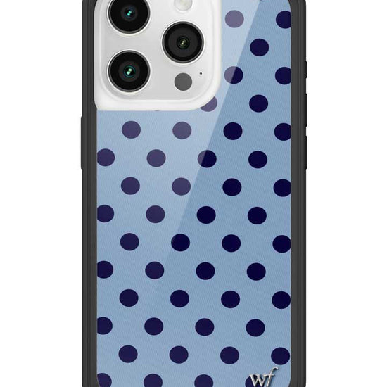 Wildflower iPhone case 15 Pro Polka Dot | Blue and Navy Blue Cute