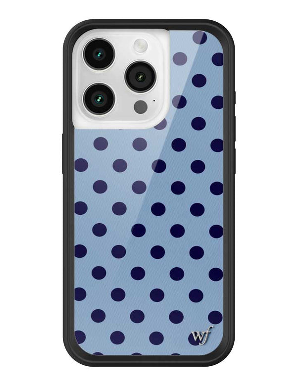 Wildflower iPhone case 15 Pro Polka Dot | Blue and Navy Blue Cute