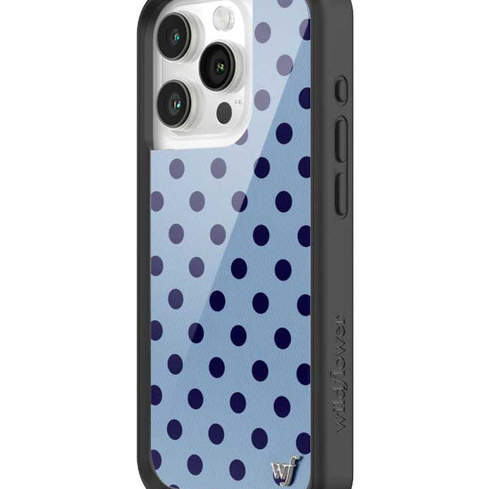 Wildflower iPhone case 15 Pro Polka Dot | Blue and Navy Blue Cute
