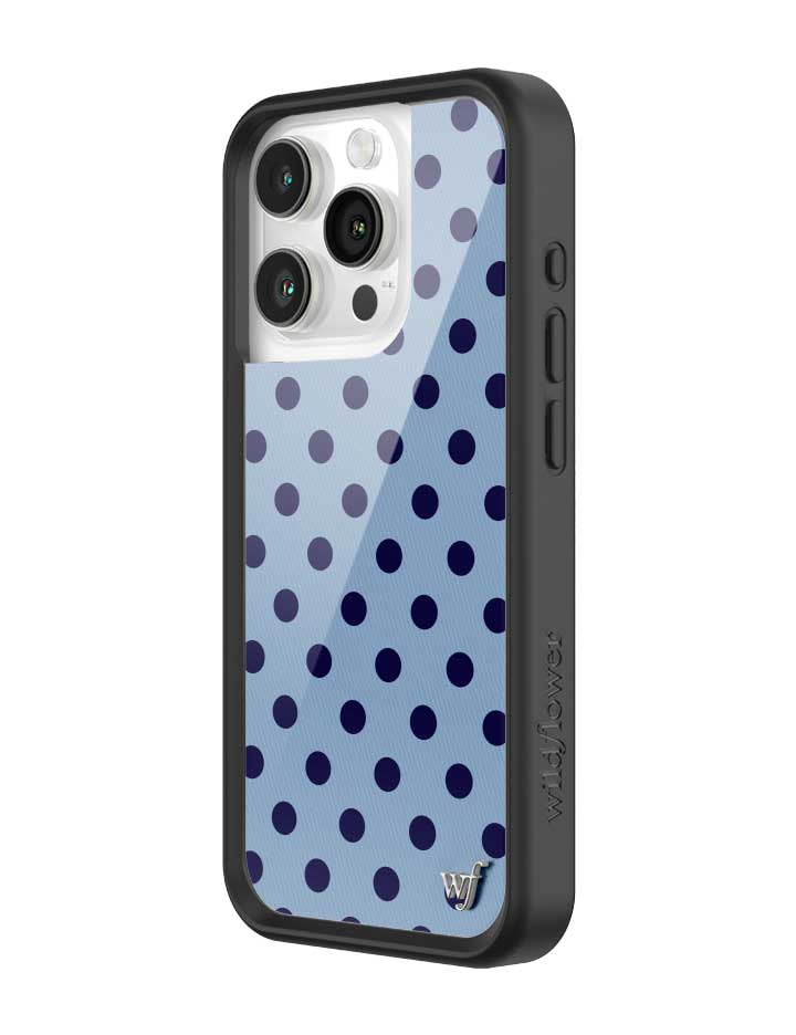 Wildflower iPhone case 15 Pro Polka Dot | Blue and Navy Blue Cute