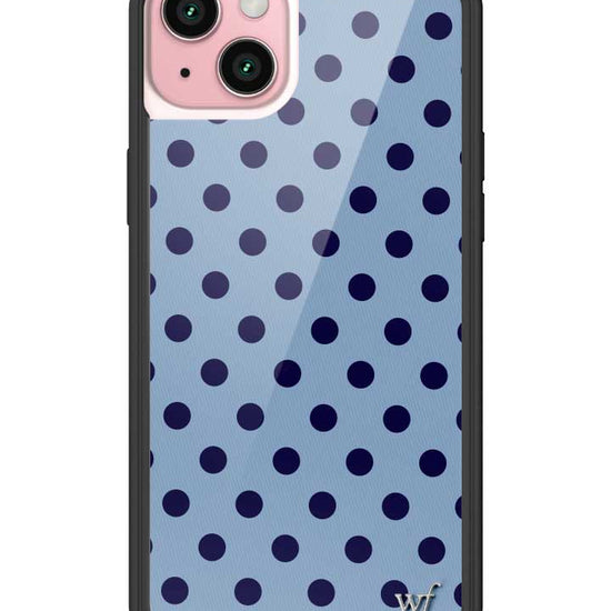 Wildflower iPhone case 15 Plus Polka Dot | Blue and Navy Blue Cute