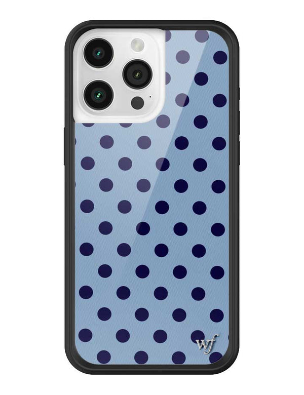 Wildflower iPhone case 15 Pro Max Polka Dot | Blue and Navy Blue Cute