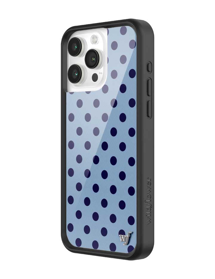 Wildflower iPhone case 15 Pro Max Polka Dot | Blue and Navy Blue Cute