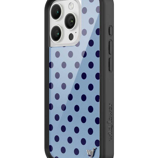 Wildflower iPhone case 16 Pro Polka Dot | Blue and Navy Blue Cute