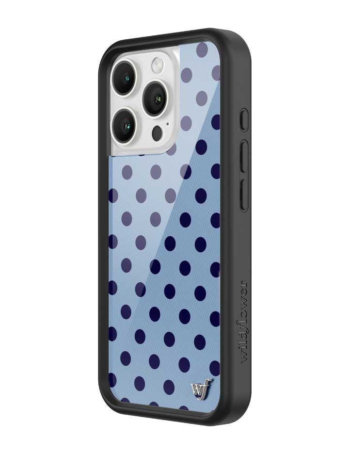 Wildflower iPhone case 16 Pro Polka Dot | Blue and Navy Blue Cute