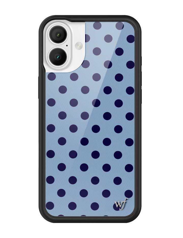 Wildflower iPhone case 16 Plus Polka Dot | Blue and Navy Blue Cute