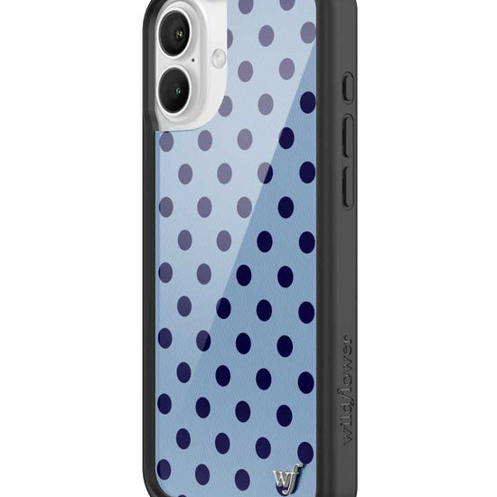 Wildflower iPhone case 16 Plus Polka Dot | Blue and Navy Blue Cute