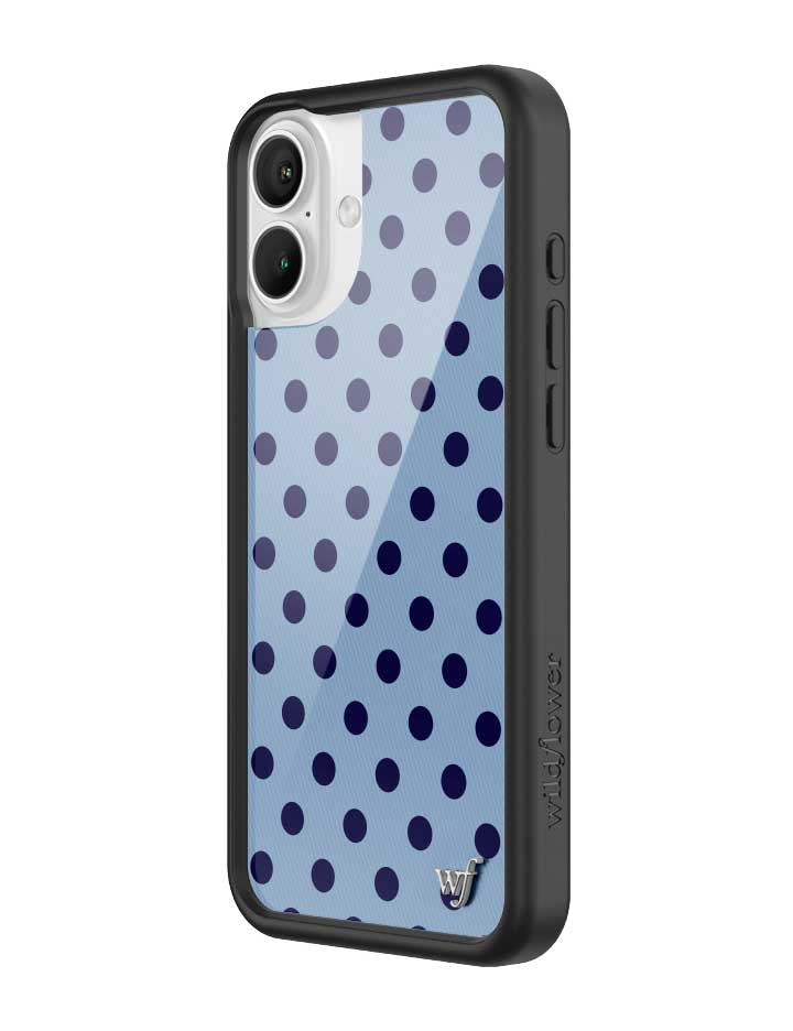 Wildflower iPhone case 16 Plus Polka Dot | Blue and Navy Blue Cute