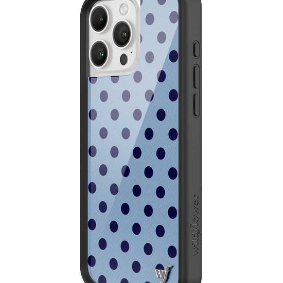 Wildflower iPhone case 16 Pro Max Polka Dot | Blue and Navy Blue Cute