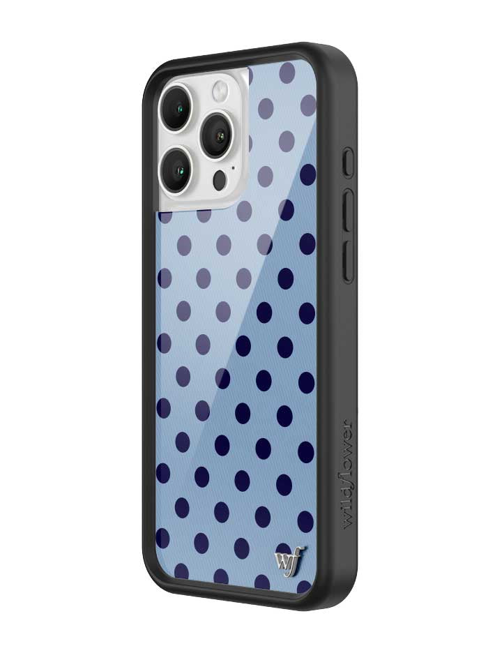 Wildflower iPhone case 16 Pro Max Polka Dot | Blue and Navy Blue Cute