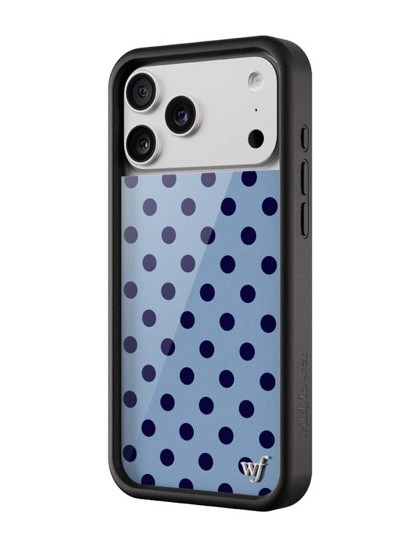 Wildflower iPhone case 17 Pro Max Polka Dot | Blue and Navy Blue Cute