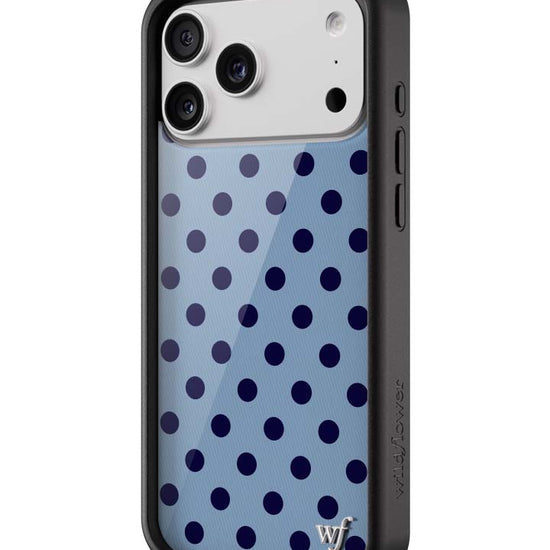 Wildflower iPhone case 18 Pro Max Polka Dot | Blue and Navy Blue Cute