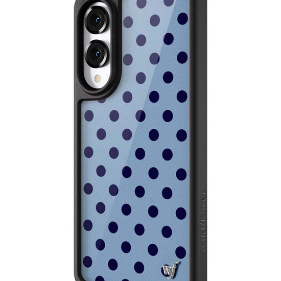 Wildflower Galaxy S25 case Edge Polka Dot Blue and Navy Blue Cute