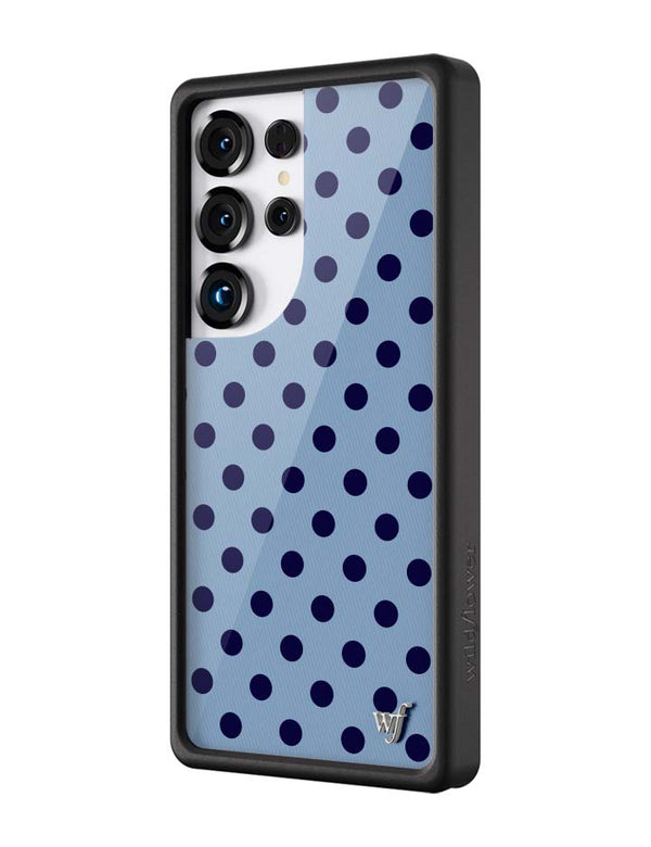Wildflower Galaxy S25 case Ultra Polka Dot Blue and Navy Blue Cute