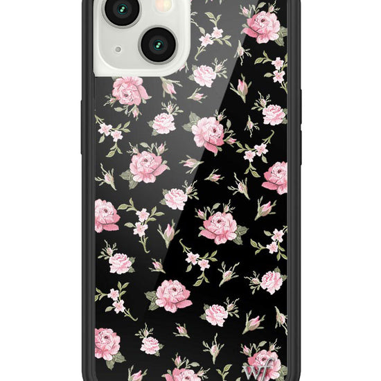 wildflower black and pink floral iphone 13 case