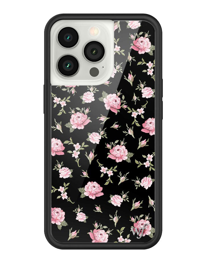 Wildflower Black and Pink Floral iPhone 13 Pro Case Wildflower Cases