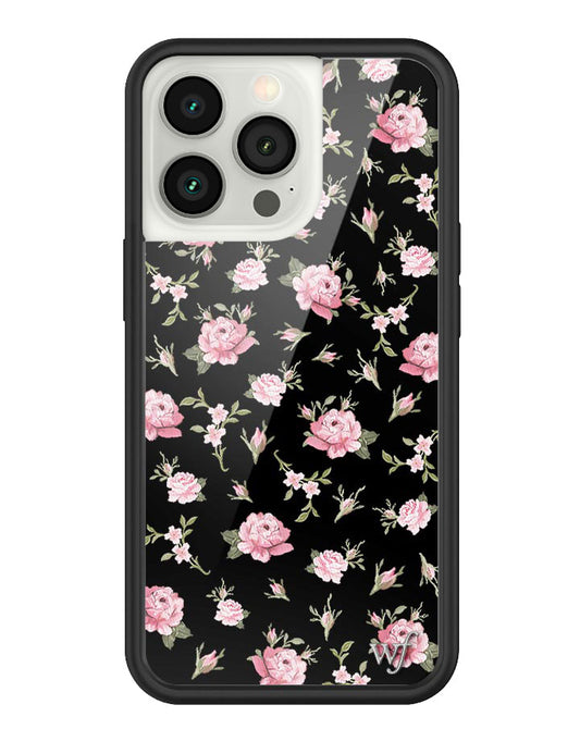 wildflower black and pink floral iphone 13pro case