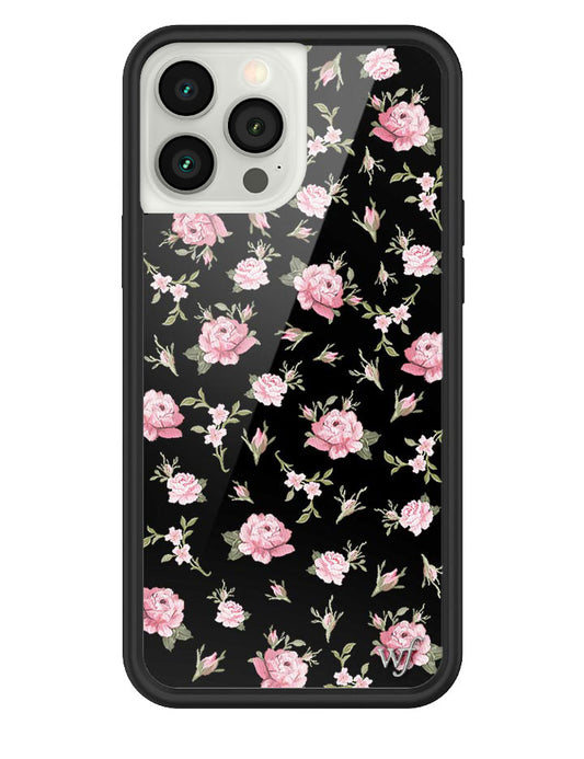 wildflower black and pink floral iphone 13promax case