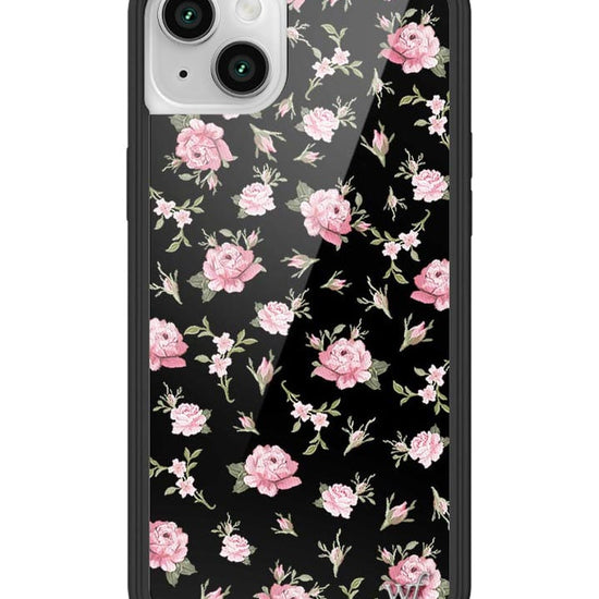 wildflower black and pink floral iphone 14 case