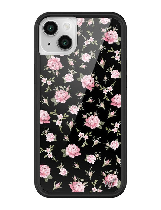 wildflower black and pink floral iphone 14 case