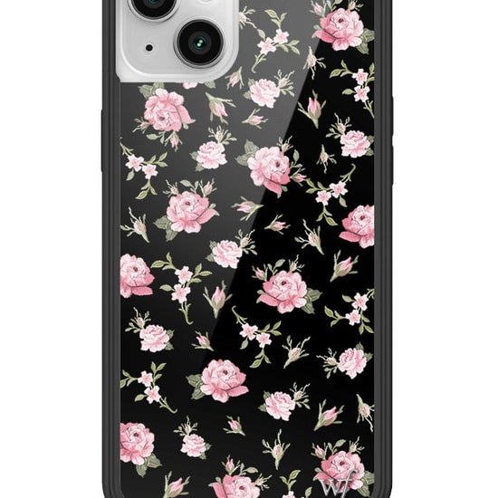 wildflower black and pink floral iphone 14plus case