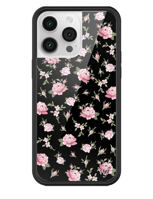 wildflower black and pink floral iphone 14promax case