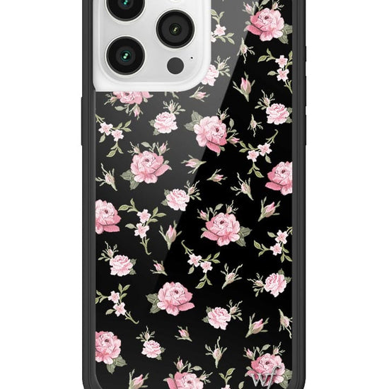 wildflower black and pink floral iphone 15pro case