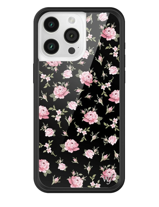 wildflower black and pink floral iphone 15pro case