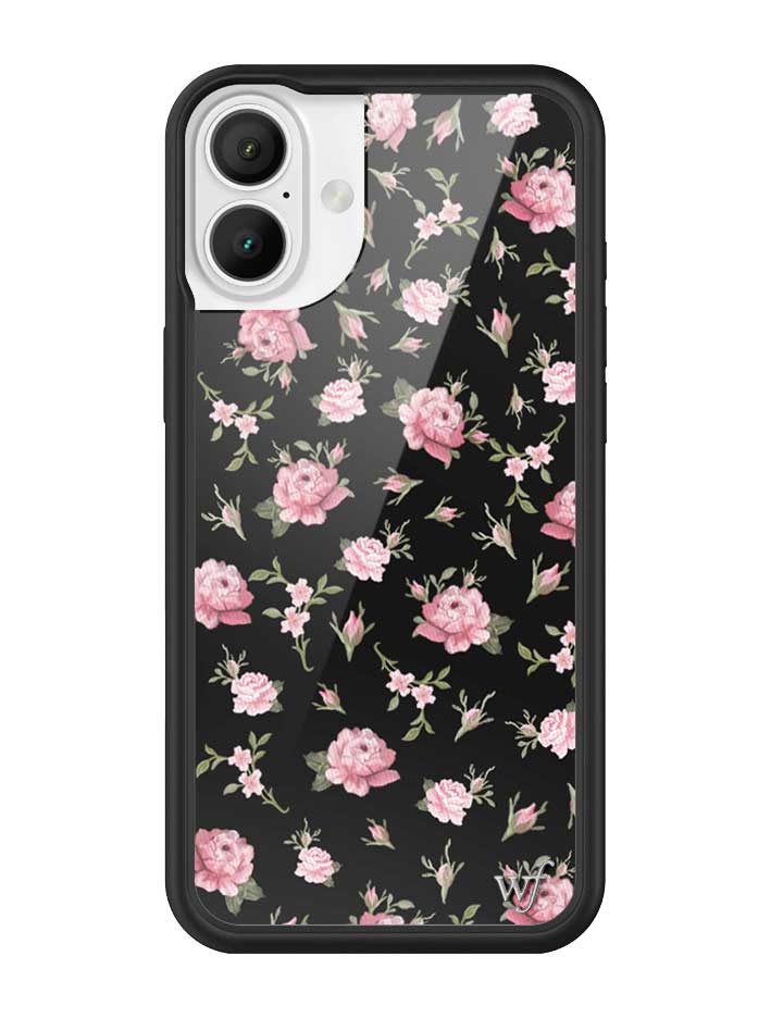Wildflower Black And Pink Floral iPhone 16 Plus Case