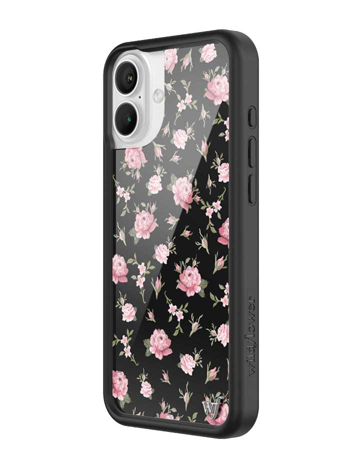 Wildflower Black And Pink Floral iPhone 16 Plus Case